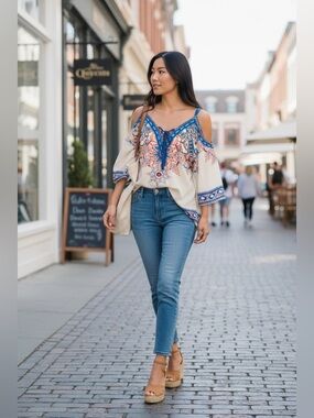 Aztec print off the shoulder blouse. Size small.